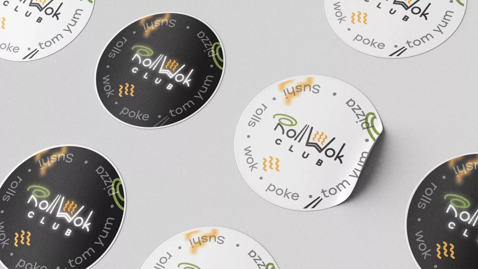 Разработка наклеек для суши-бара «Roll Wok Club» в Данилове